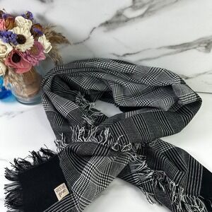 Vintage‎ Glentex Classic Plaid Scarf Fringe Acrylic Made in Japan Cozy Winter